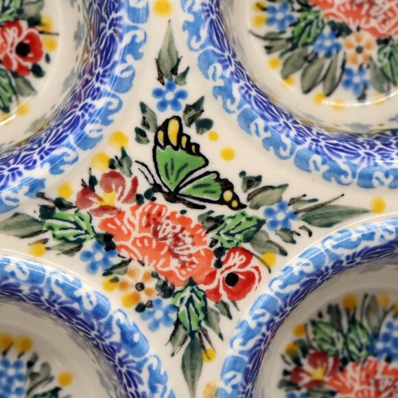Ceramika Artystyczna Polish Pottery Muffin Pan Butterfly Meadow K. Deptula 3764 - Picture 2 of 6